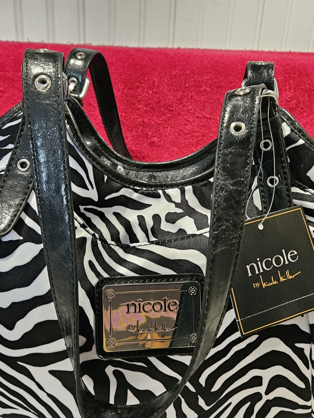 Nicole by Nicole Miller Black & White Zebra Shoulder Bag